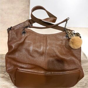 Chic Brown genuine Leather Hobo Bag